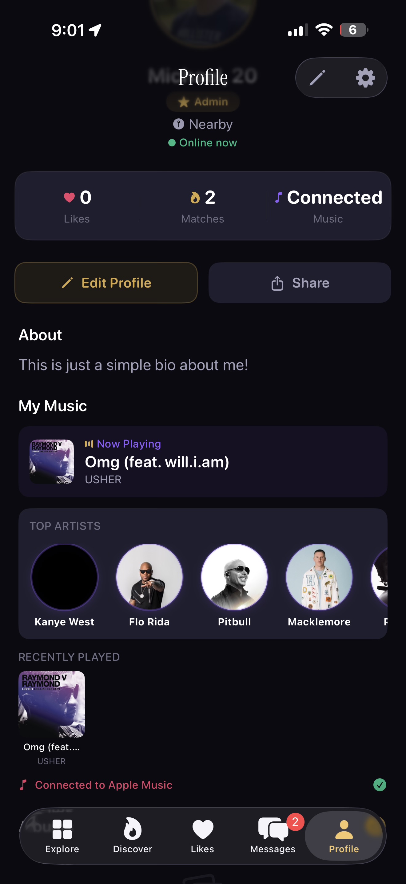 Haven Profile with Music Integration